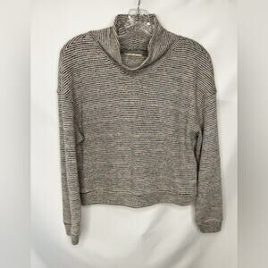 Madewell Womens Mock Neck Top S Y2K Striped Cropped Shimmer Cozy Textured Casual